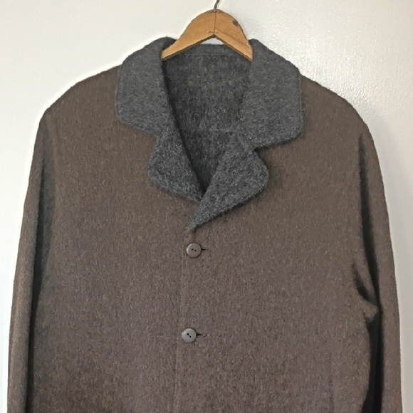 Vintage J. Jill Reversible Brown And Gray Charcoal Wool Trench Coat Medium - Picture 7 of 11